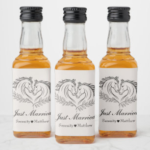 Horse Western Wedding Rustic Country Just Married Liquor Bottle Label