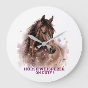 Horse Whisperer on duty Large Clock