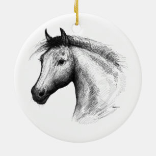 Horse: White Ceramic Ornament