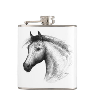 Horse: White Hip Flask