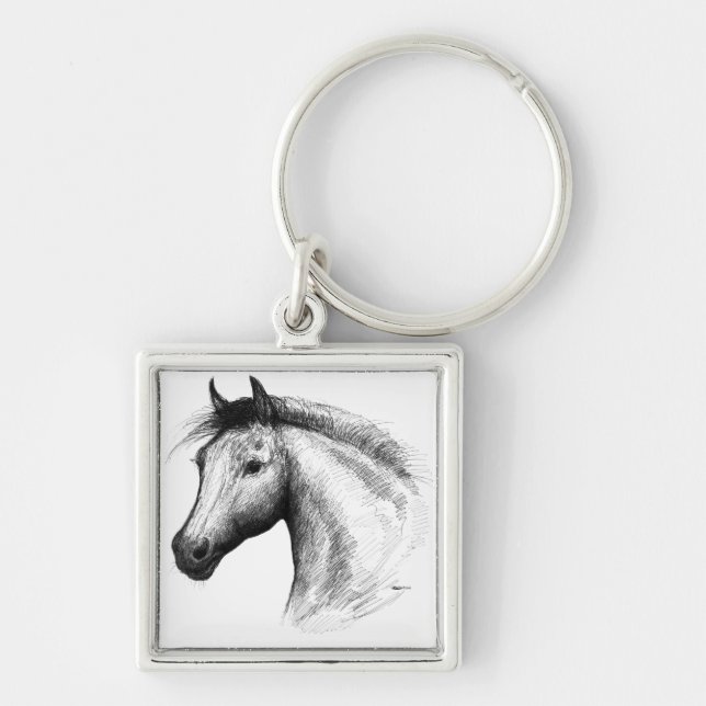 Horse:  White Keychain (Front)