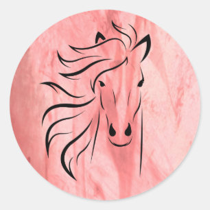 Horse Wild Mane Raspberry  Classic Round Sticker