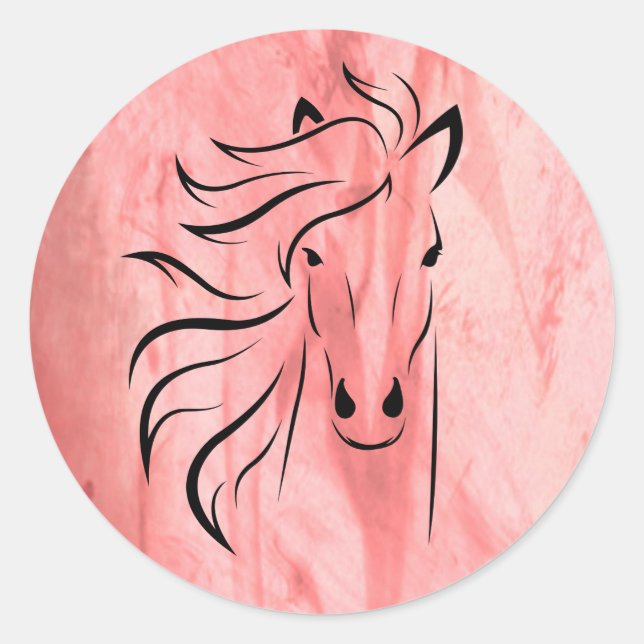 Horse Wild Mane Raspberry  Classic Round Sticker (Front)
