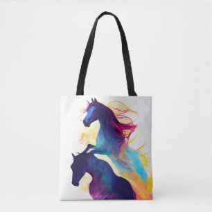 Horse Wild Nature Animal Colors Art Painting Tote Bag