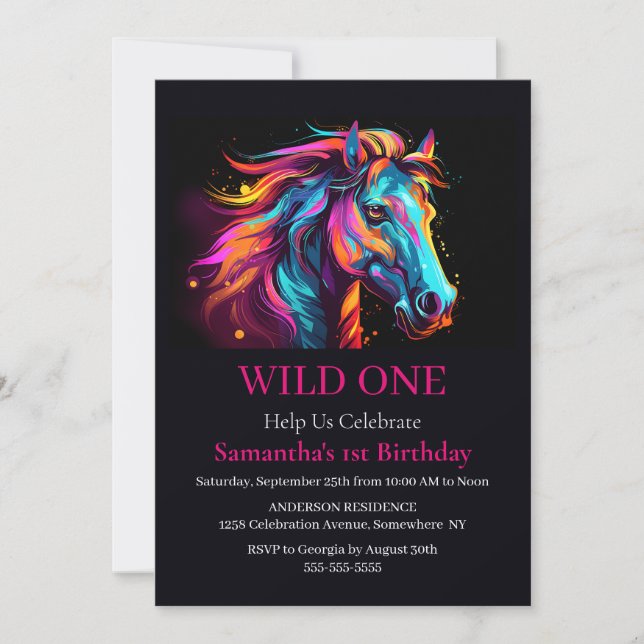 Horse Wild One Birthday Invitation (Front)