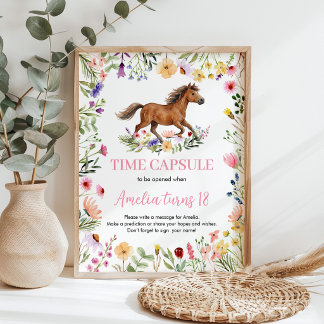 Horse Wildflower Birthday Party Time Capsule Sign