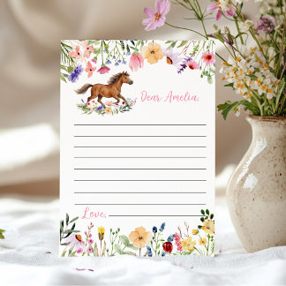 Horse Wildflower Time Capsule Note Message Card
