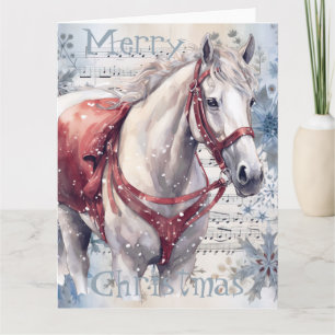 Horse Winter Christmas Watercolor Card