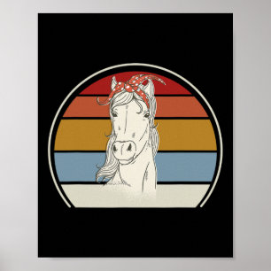 Horse With Bandana Horse Lover Vintage Riding Hors Poster