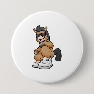 Horse with big Shoes 3 Inch Round Button