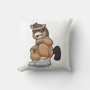 Horse with big Shoes Throw Pillow