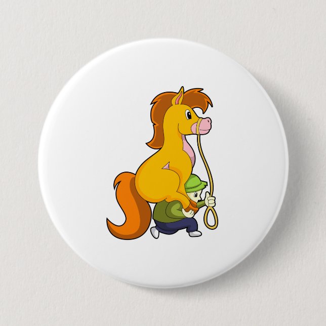 Horse with Boy.PNG 3 Inch Round Button (Front)