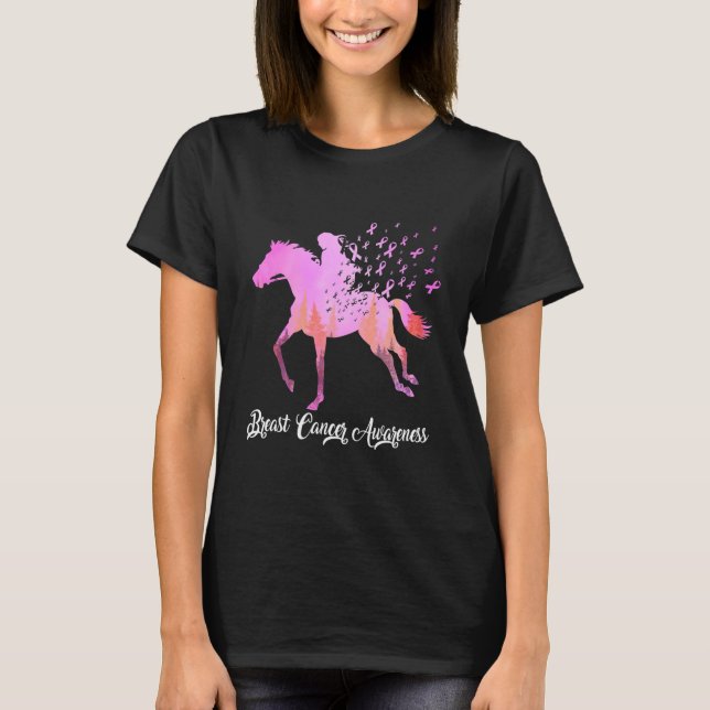 Horse With Breast Cancer Awareness T-Shirt (Front)