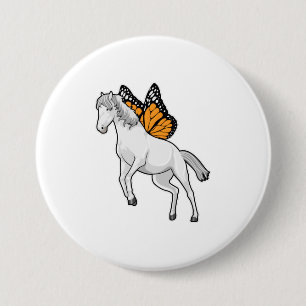 Horse with Butterfly 3 Inch Round Button