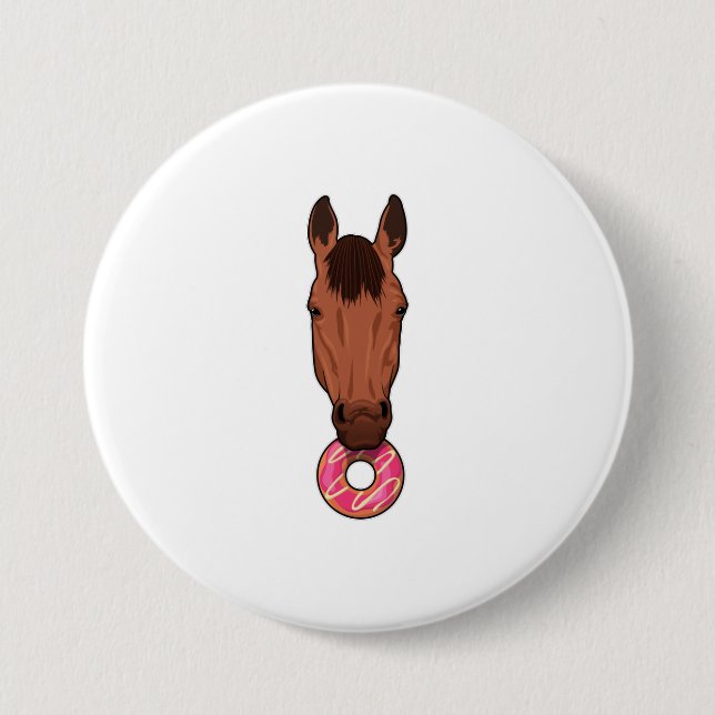 Horse with Doughnut 3 Inch Round Button (Front)