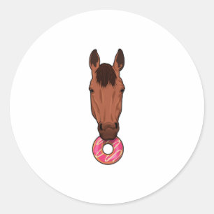Horse with Doughnut Classic Round Sticker