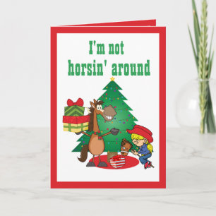 Horse With Gifts and Stick Horse Cowgirl Card
