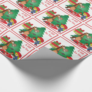 Horse With Gifts And Stick Horse Cowgirl Gift Wrap