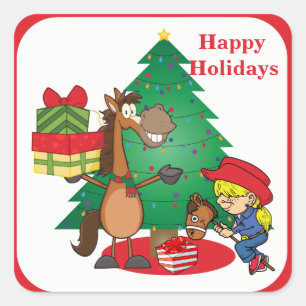Horse With Gifts and Stick Horse Cowgirl Sticker