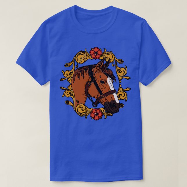 Horse With Golden Frame  T-Shirt (Design Front)