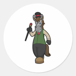 Horse with Hat & Cane Classic Round Sticker
