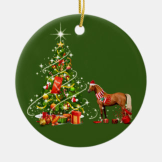 Horse With Hat Scafts Christmas Ceramic Ornament