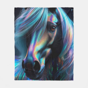 Horse With Iridescent Features Fleece Blanket