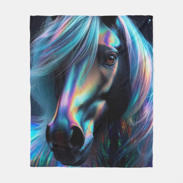 Horse With Iridescent Features Fleece Blanket (Front)