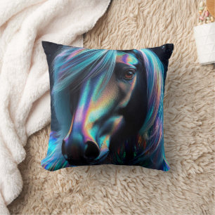 Horse With Iridescent Features Throw Pillow