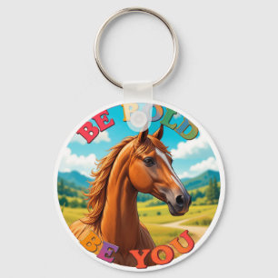 Horse with Motivational Quote Keychain