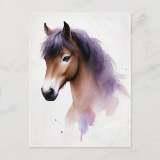 Horse With Purple Mane Watercolor Postcard