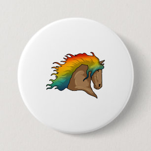 Horse with Rainbow Hairs 3 Inch Round Button