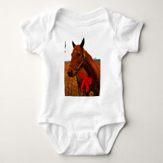 Horse with Red Bow Baby Bodysuit