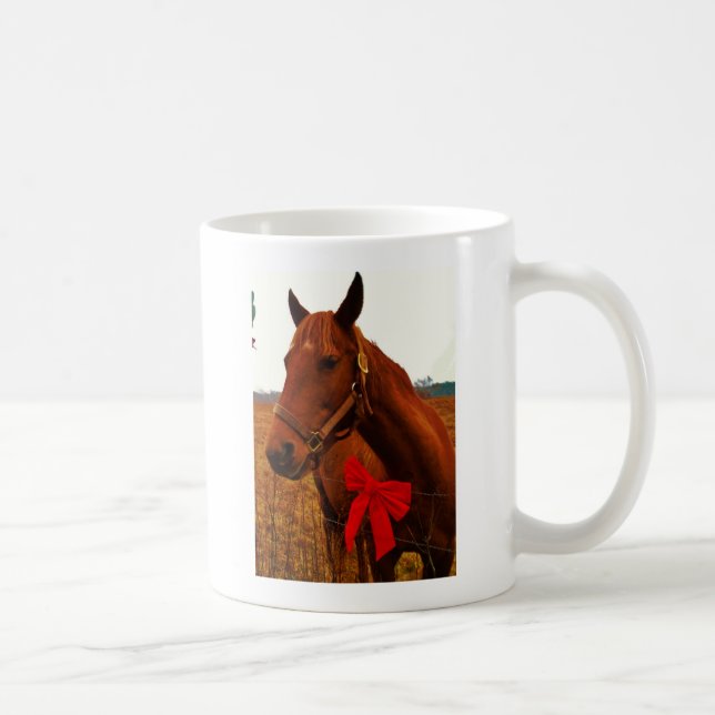 Horse with Red Bow Coffee Mug (Right)