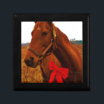 Horse with Red Bow Gift Box<br><div class="desc">Horse with Red Bow Horse with Red Bow Christmas Horse Christmas Horse Photo by Sandy Closs "Kissing under the mistletoe" , " Christmas Horse ", Mistletoe , "funny horse""horse at christmas""christmas horse", christmas, , xmas horse, horses, equestrian equine</div>