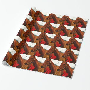 Horse with Red Bow Wrapping Paper