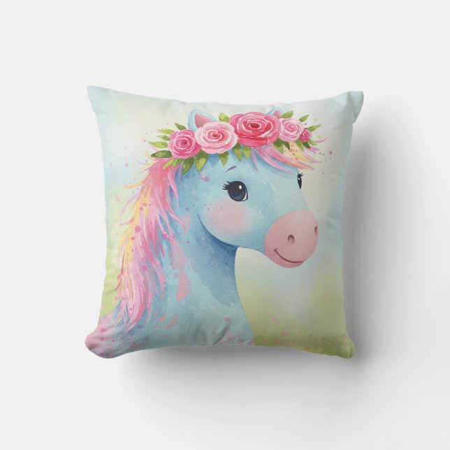 Horse with rose crown throw pillow (Front)
