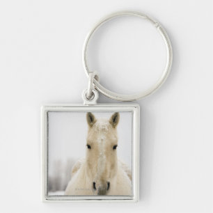 Horse with snow on head keychain
