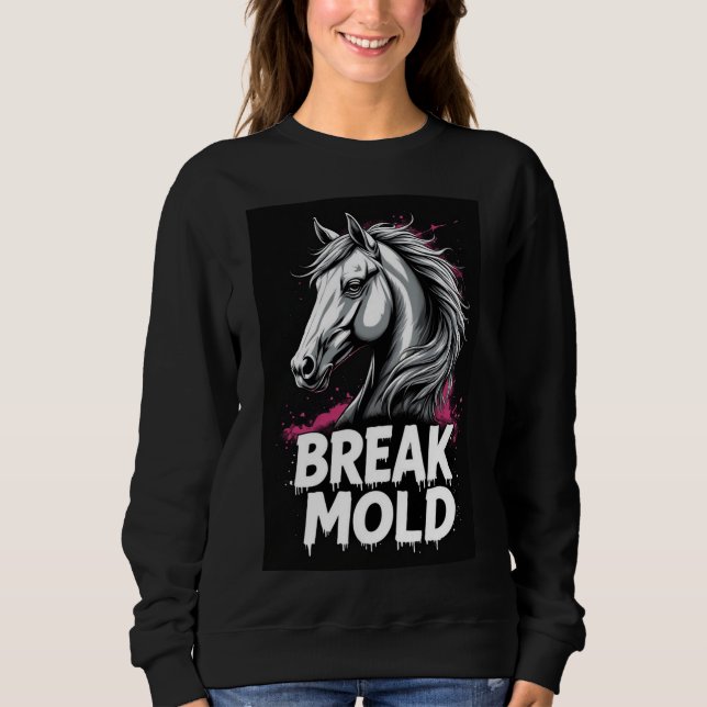 Horse With Splash Art, Bold Typography Sweatshirt (Front)