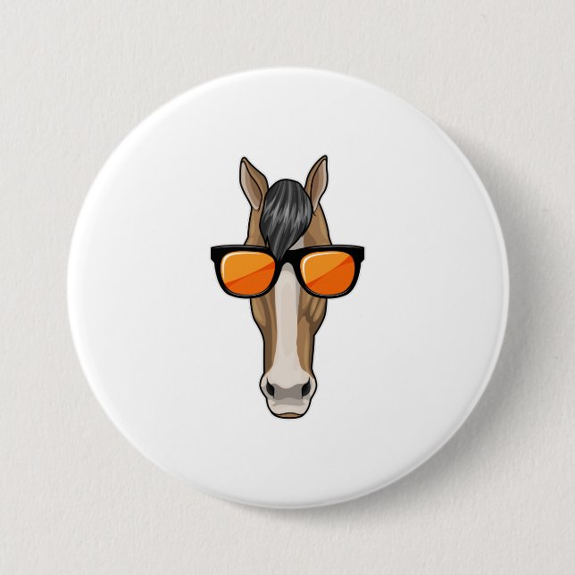 Horse with Sunglasses 3 Inch Round Button (Front)
