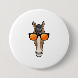 Horse with Sunglasses 3 Inch Round Button