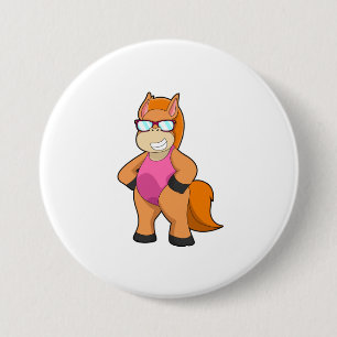 Horse with Sunglasses 3 Inch Round Button