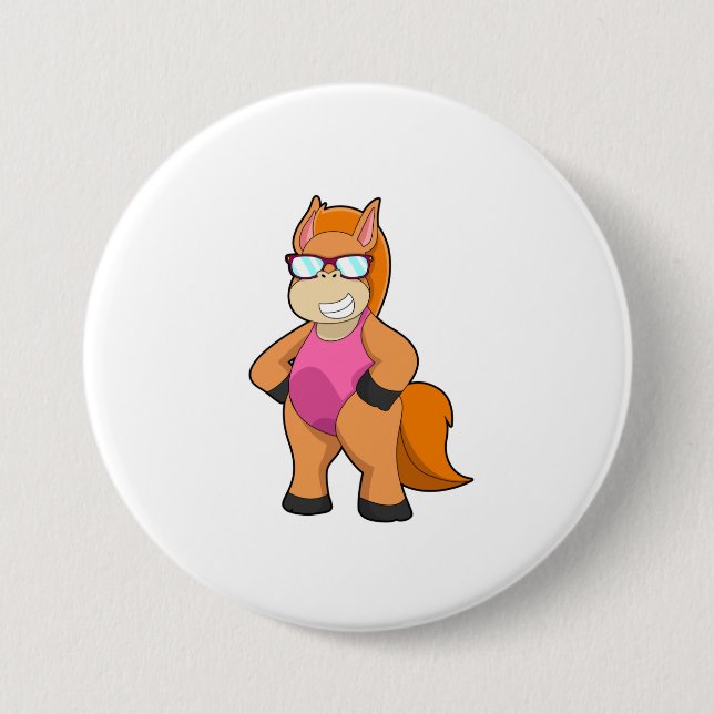 Horse with Sunglasses 3 Inch Round Button (Front)