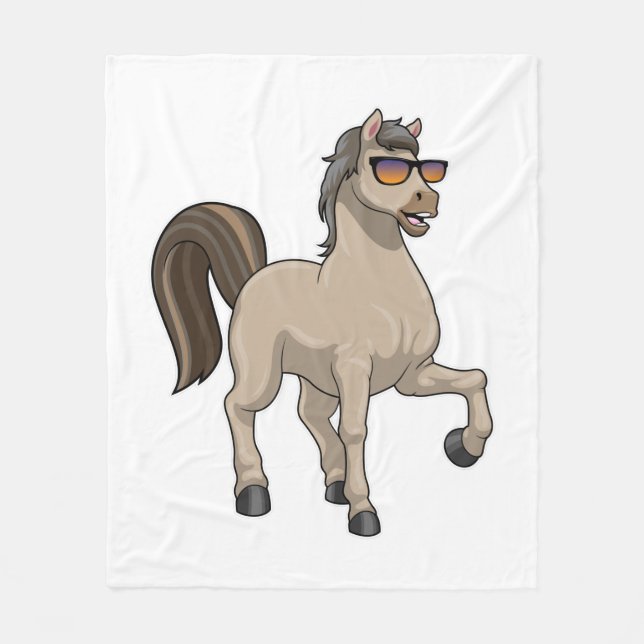 Horse with Sunglasses Fleece Blanket (Front)