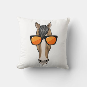 Horse with Sunglasses Throw Pillow