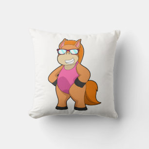 Horse with Sunglasses Throw Pillow