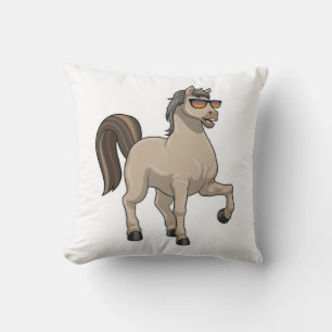 Horse with Sunglasses Throw Pillow