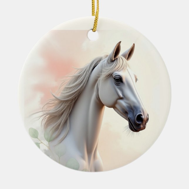 Horse Woman She is Beauty and Grace Water Ceramic Ornament (Front)