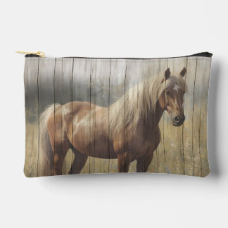 Horse Wood panels look Farmhouse style Accessory Pouch