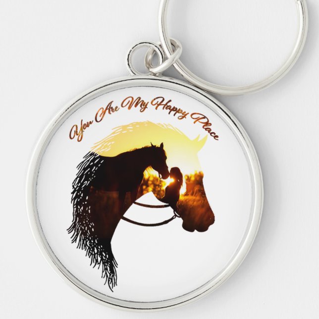 Horse You Are My Happy Place Horse Lover Female Keychain (Front)